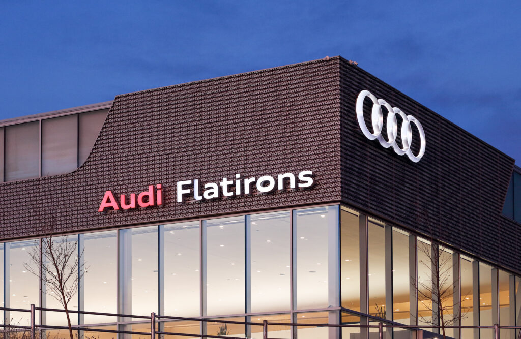 Audi Dealership sign close up